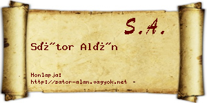 Sátor Alán névjegykártya